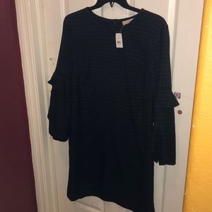 Loft Dark Navy and Green Plaid Dress